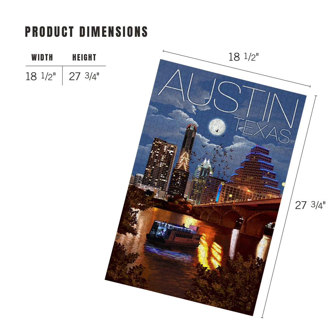 Austin, Texas, Skyline at Night, Jigsaw Puzzle Puzzle Lantern Press 