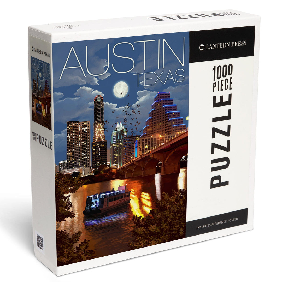 Austin, Texas, Skyline at Night, Jigsaw Puzzle Puzzle Lantern Press 