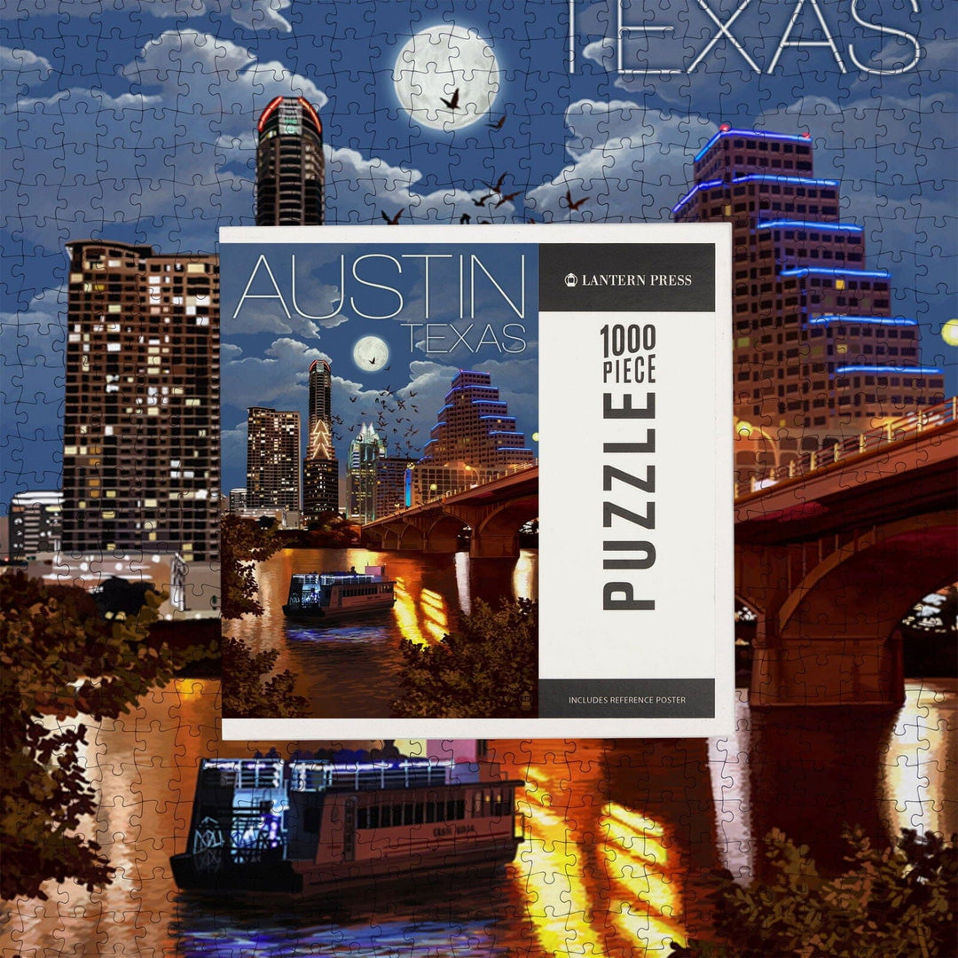 Austin, Texas, Skyline at Night, Jigsaw Puzzle Puzzle Lantern Press 