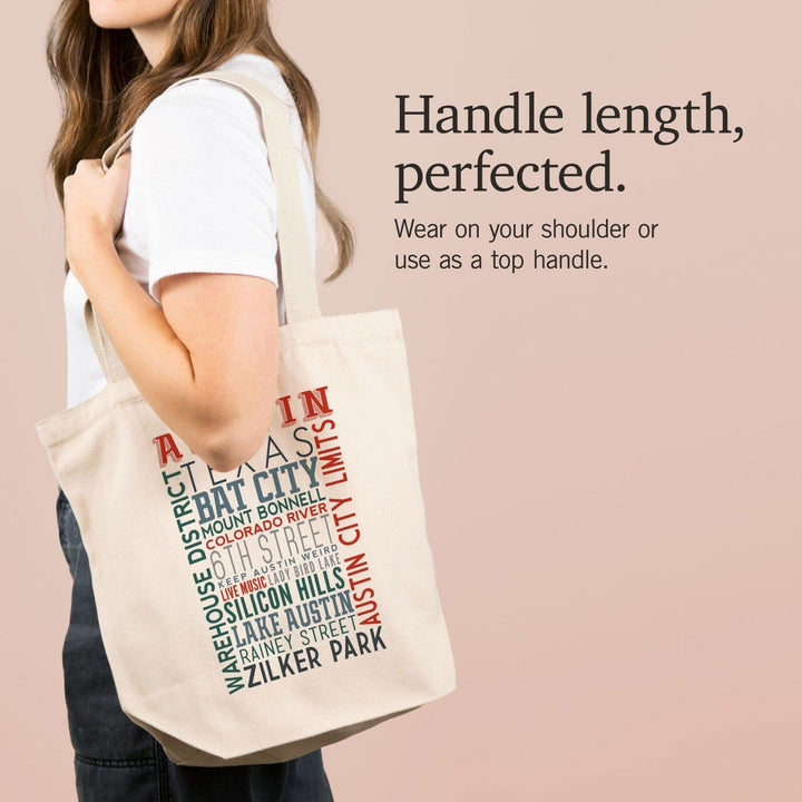 Austin, Texas, Typography, Lantern Press Artwork, Tote Bag Totes Lantern Press 