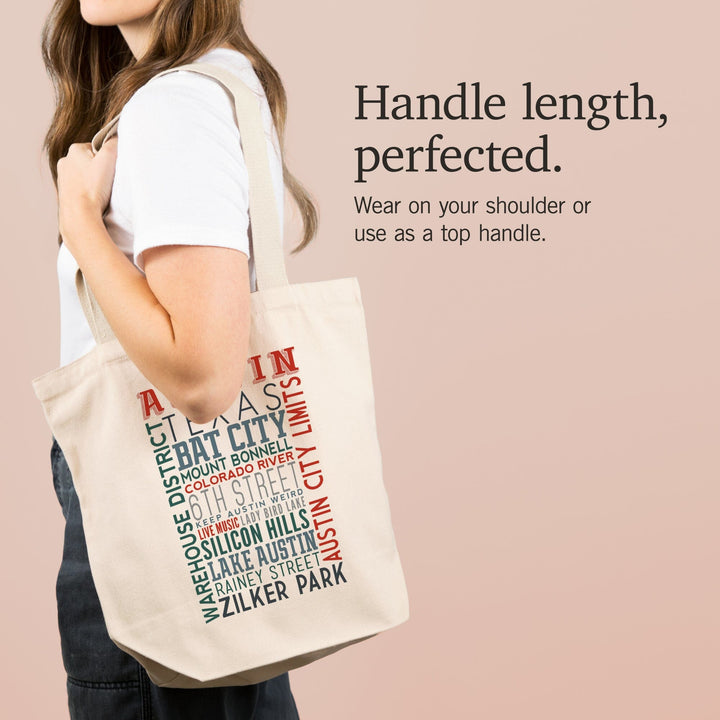 Austin, Texas, Typography, Tote Bag Totes Lantern Press 