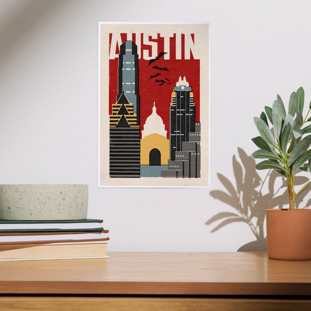 Austin, Texas, Woodblock, Art & Giclee Prints Art Lantern Press 