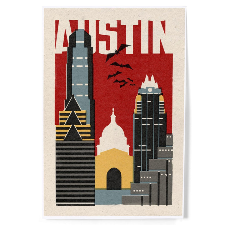 Austin, Texas, Woodblock, Art & Giclee Prints Art Lantern Press 