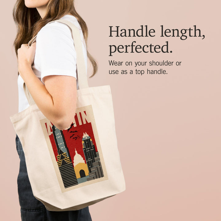 Austin, Texas, Woodblock, Tote Bag Totes Lantern Press 