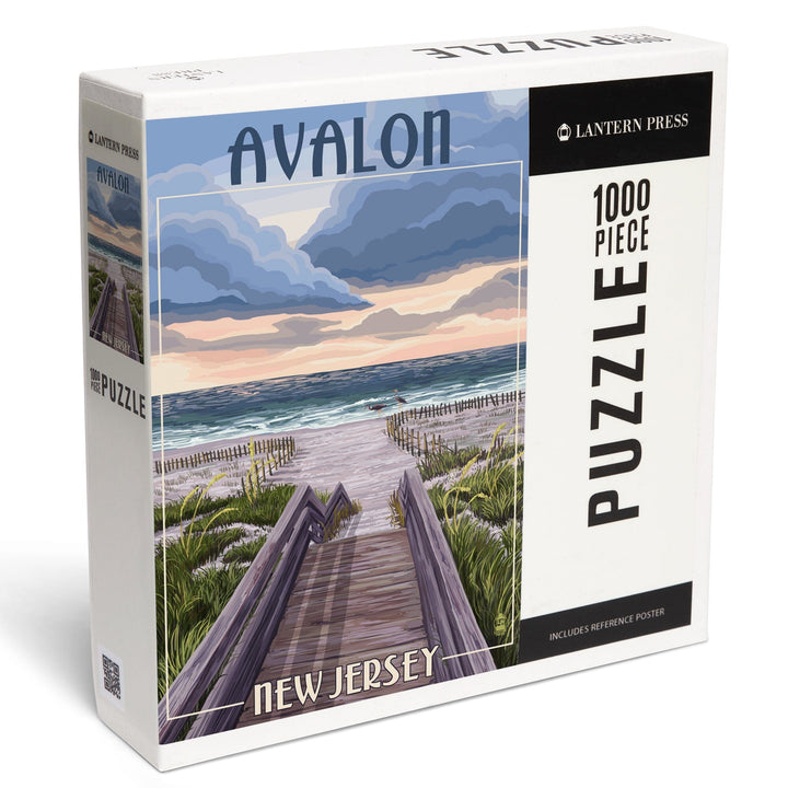 Avalon, New Jersey, Beach Boardwalk Scene, Jigsaw Puzzle Puzzle Lantern Press 