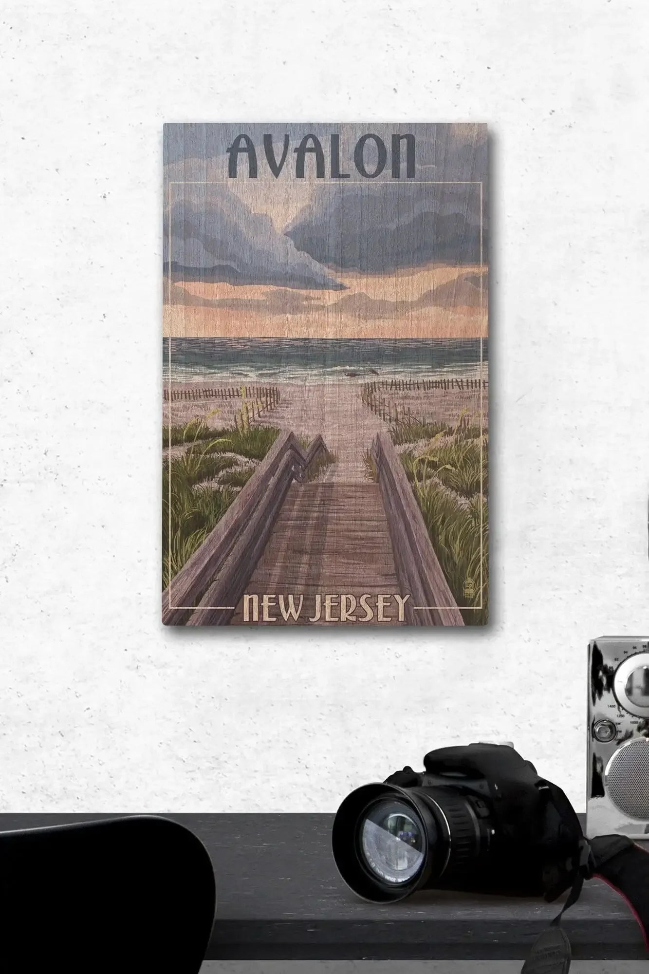 Avalon, New Jersey, Beach Boardwalk Scene, Lantern Press Artwork