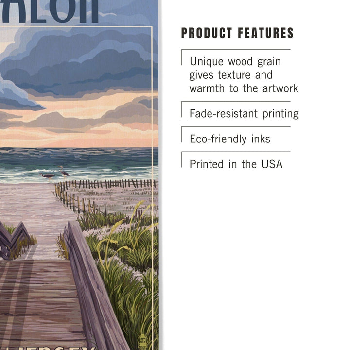 Avalon, New Jersey, Beach Boardwalk Scene, Lantern Press Artwork, Wood Signs and Postcards Wood Lantern Press 