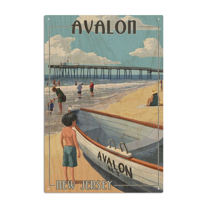 Avalon, New Jersey, Lifeboat, Lantern Press Poster, Wood Signs and Postcards Wood Lantern Press 10 x 15 Wood Sign 