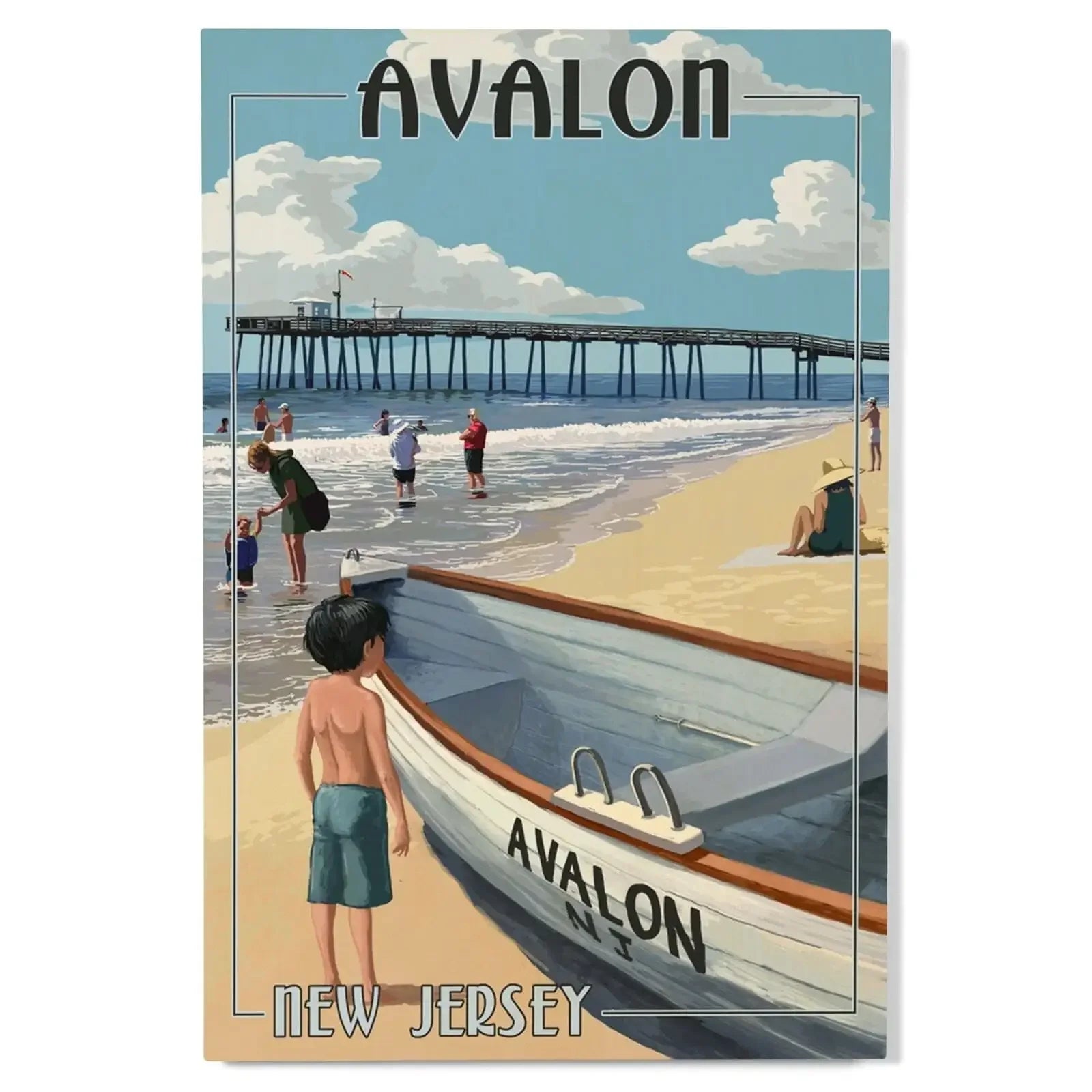 Avalon, New Jersey, Lifeboat, Lantern Press Poster wood signs and