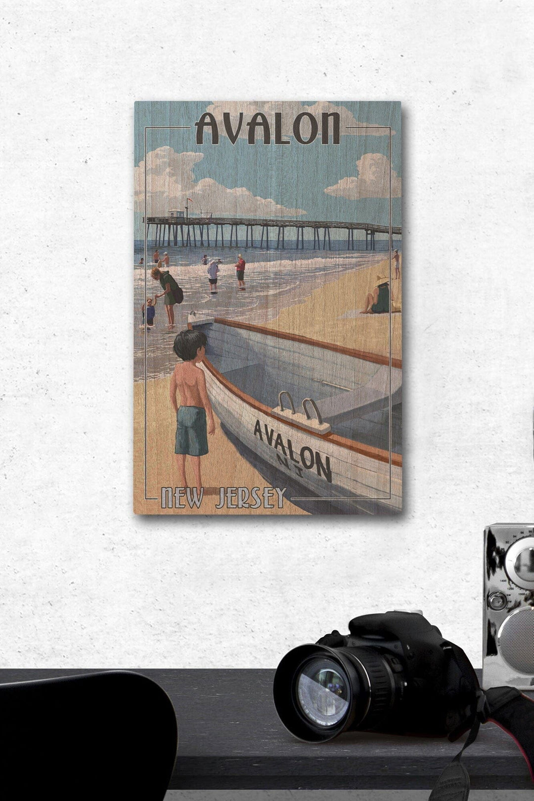 Avalon, New Jersey, Lifeboat, Lantern Press Poster, Wood Signs and Postcards Wood Lantern Press 12 x 18 Wood Gallery Print 