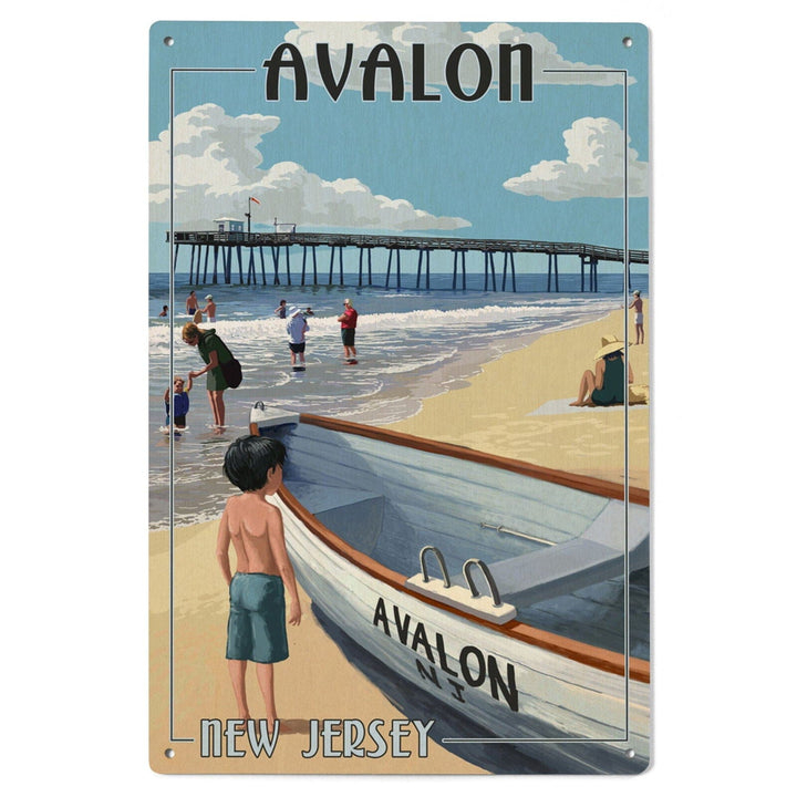 Avalon, New Jersey, Lifeboat, Lantern Press Poster, Wood Signs and Postcards Wood Lantern Press 