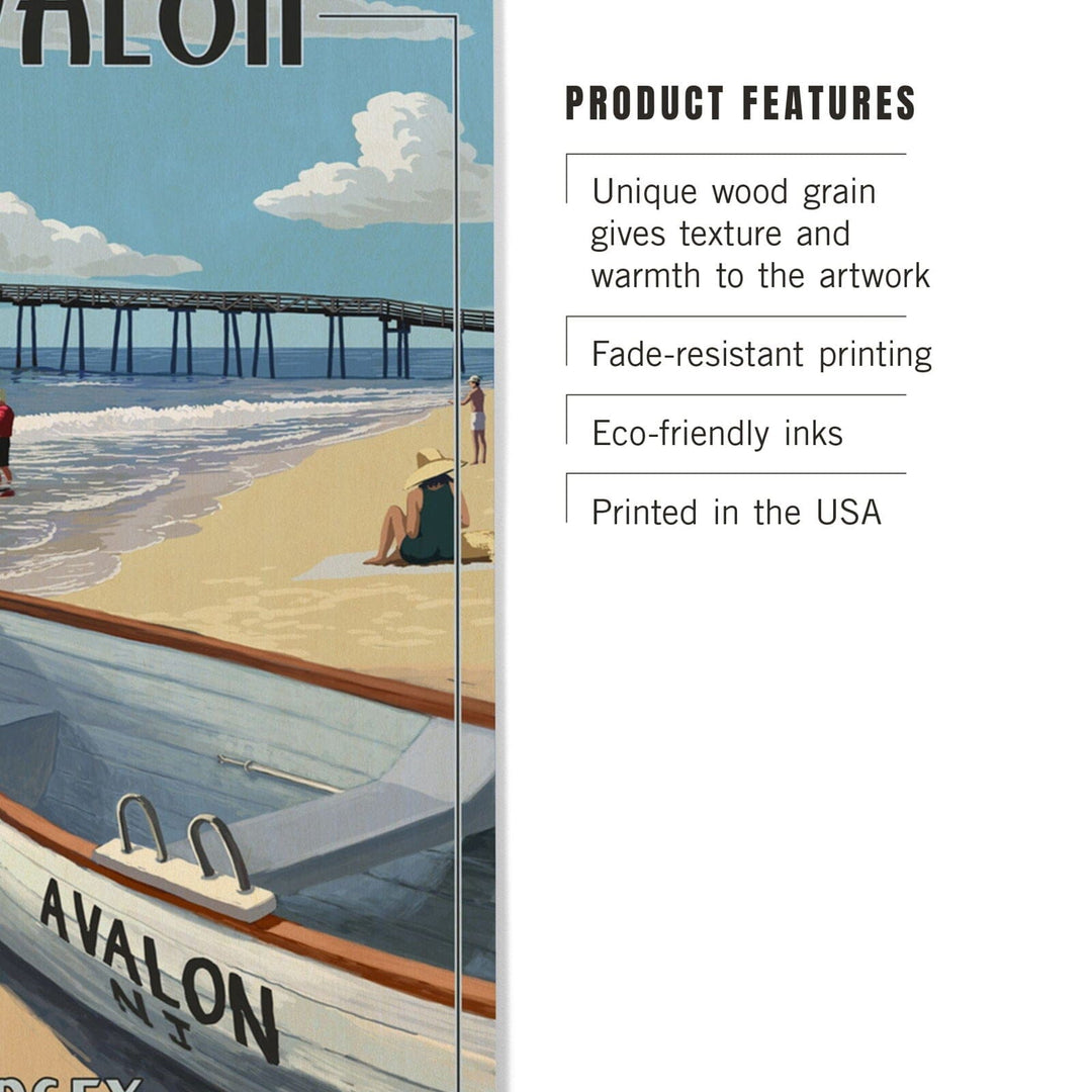 Avalon, New Jersey, Lifeboat, Lantern Press Poster, Wood Signs and Postcards Wood Lantern Press 