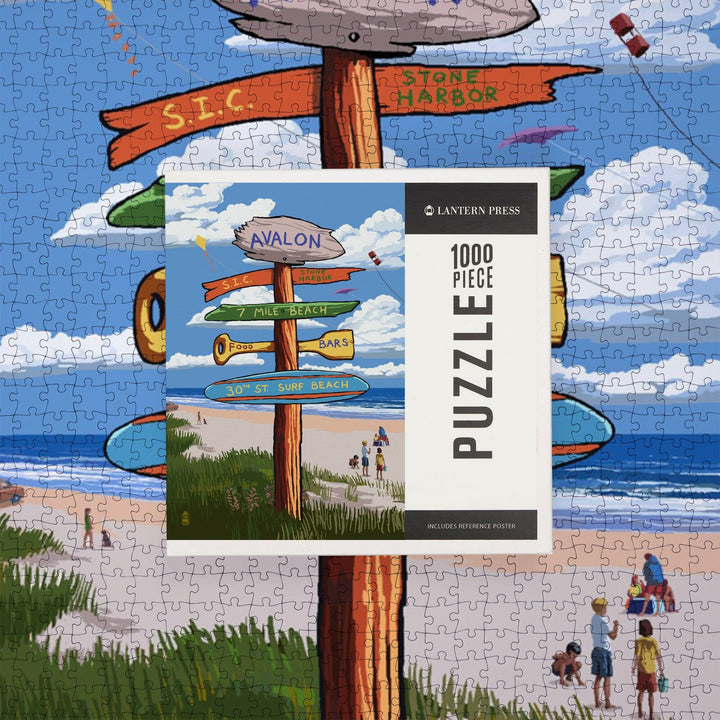 Avalon, New Jersey, Sign Destinations, Jigsaw Puzzle Puzzle Lantern Press 
