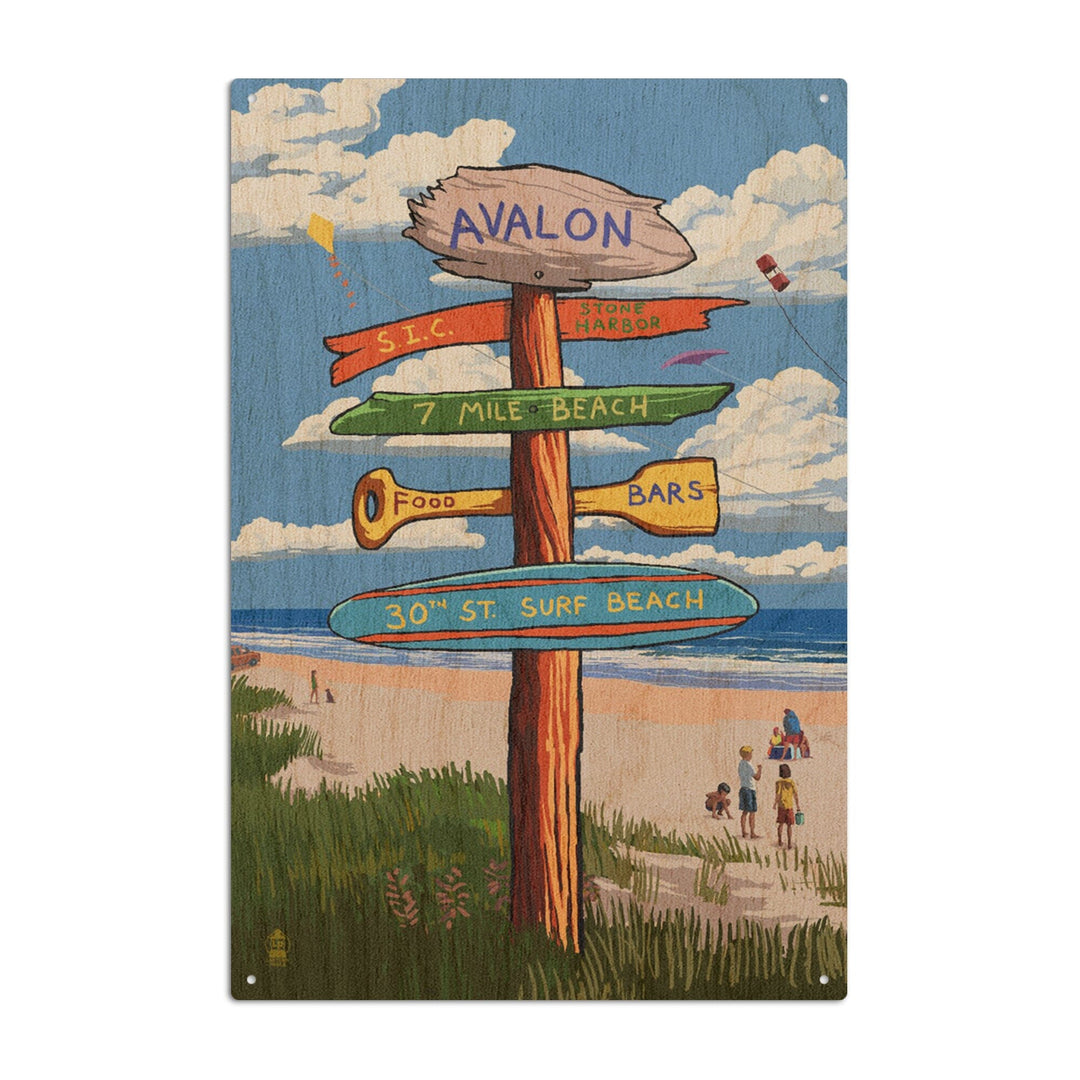 Avalon, New Jersey, Sign Destinations, Lantern Press Poster, Wood Signs and Postcards Wood Lantern Press 10 x 15 Wood Sign 