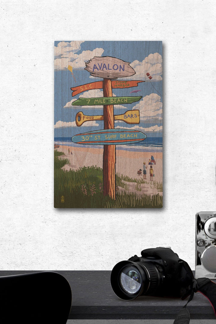 Avalon, New Jersey, Sign Destinations, Lantern Press Poster, Wood Signs and Postcards Wood Lantern Press 12 x 18 Wood Gallery Print 