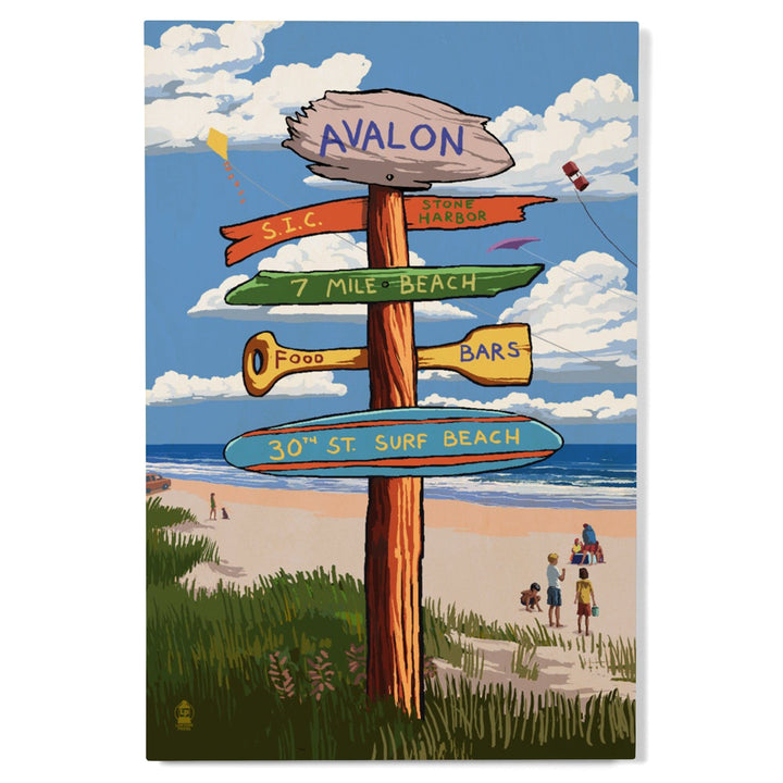 Avalon, New Jersey, Sign Destinations, Lantern Press Poster, Wood Signs and Postcards Wood Lantern Press 