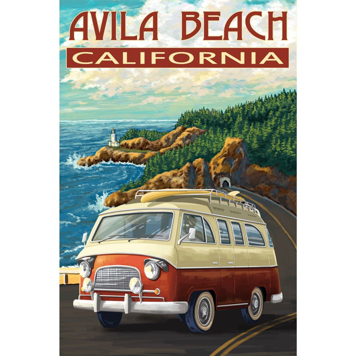 Avila Beach, California, Camper Van, Coastal, Organic Cotton Kitchen Tea Towels Kitchen Lantern Press 