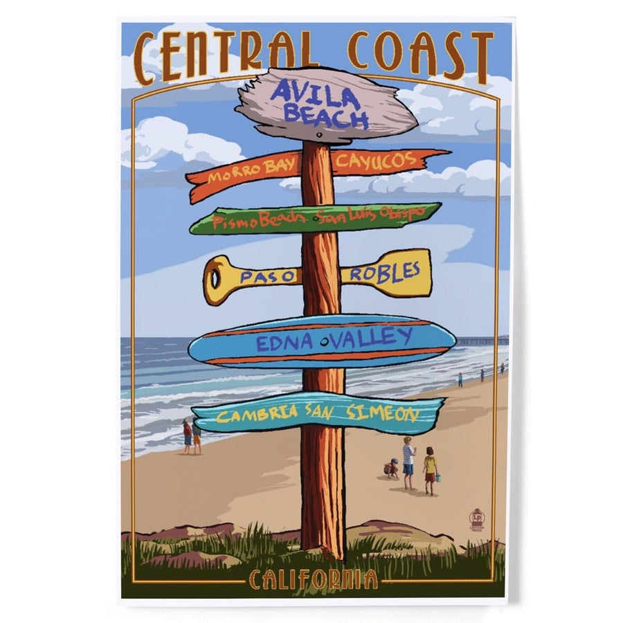 Avila Beach, California, Destination Signpost, Beach, Art & Giclee Prints Art Lantern Press 