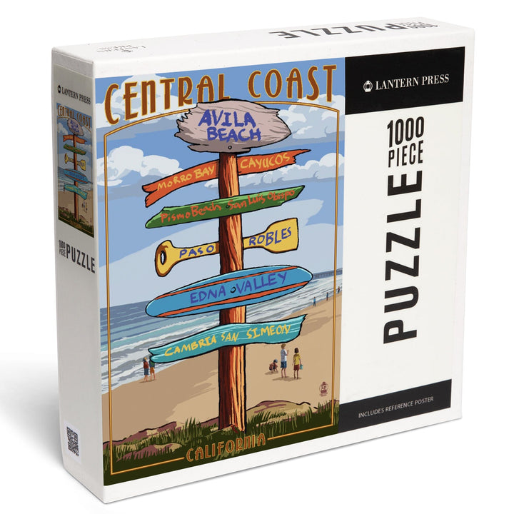 Avila Beach, California, Destination Signpost, Beach, Jigsaw Puzzle Puzzle Lantern Press 