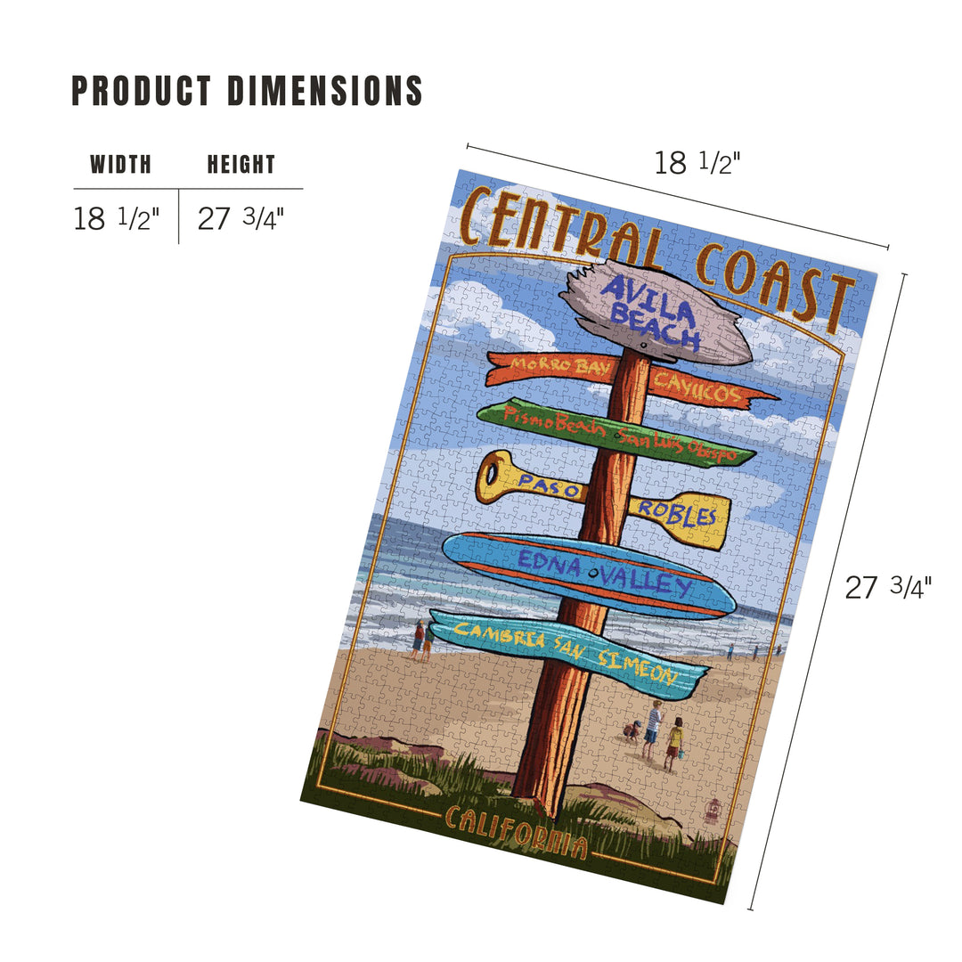 Avila Beach, California, Destination Signpost, Beach, Jigsaw Puzzle Puzzle Lantern Press 