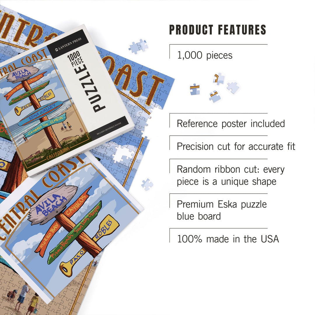 Avila Beach, California, Destination Signpost, Beach, Jigsaw Puzzle Puzzle Lantern Press 