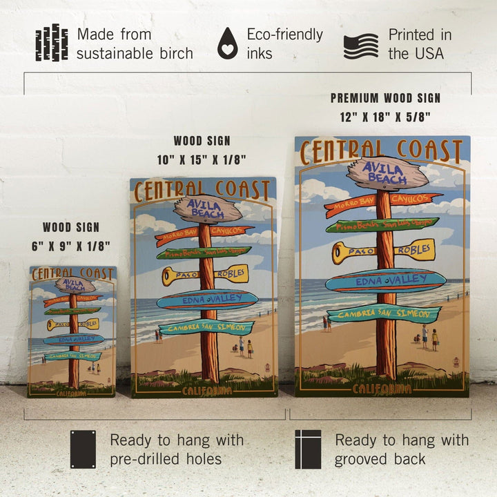 Avila Beach, California, Destination Signpost, Beach, Lantern Press Artwork, Wood Signs and Postcards Wood Lantern Press 