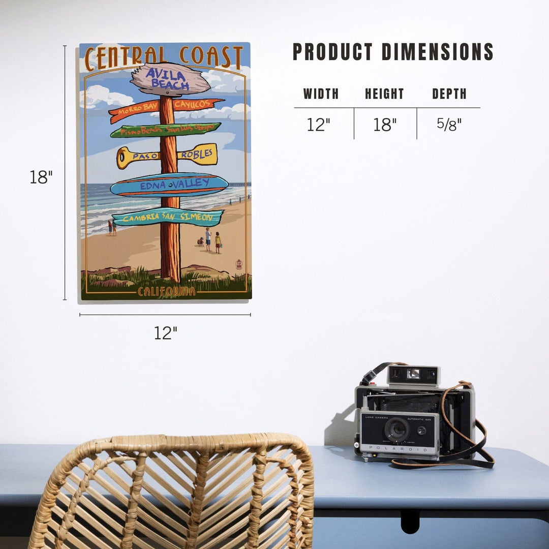 Avila Beach, California, Destination Signpost, Beach, Lantern Press Artwork, Wood Signs and Postcards Wood Lantern Press 