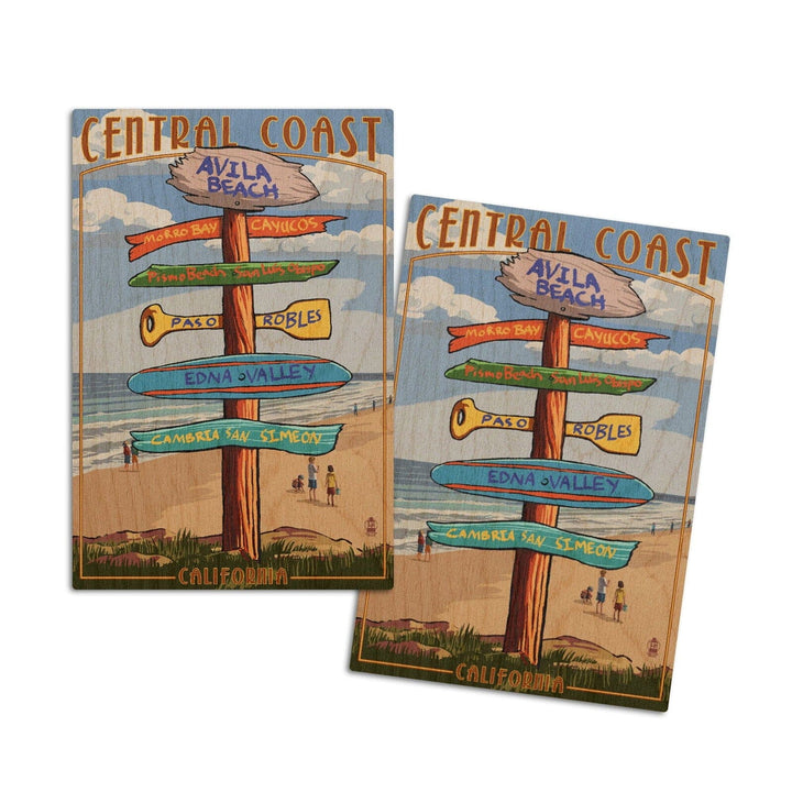 Avila Beach, California, Destination Signpost, Beach, Lantern Press Artwork, Wood Signs and Postcards Wood Lantern Press 