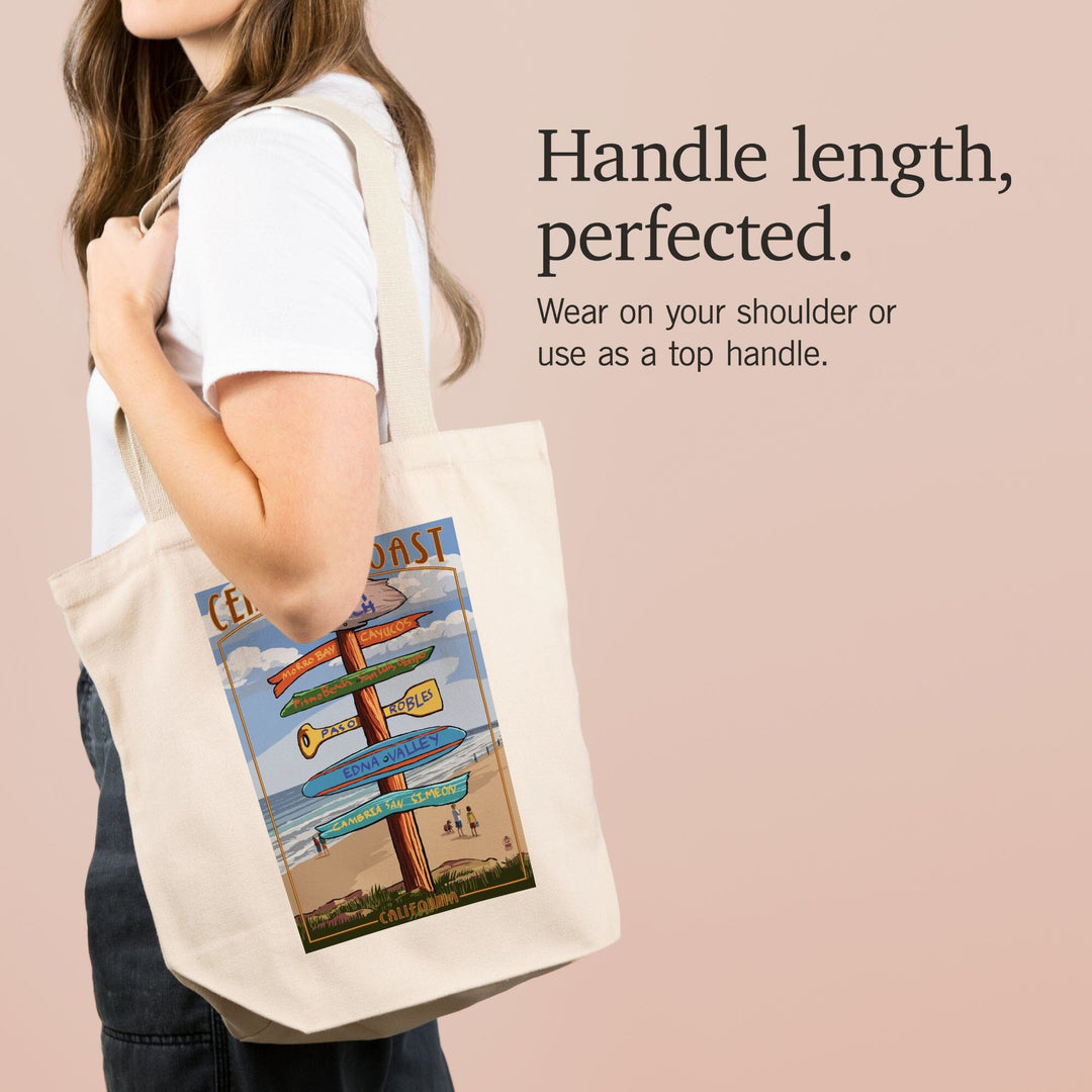 Avila Beach, California, Destination Signpost, Beach, Tote Bag Totes Lantern Press 