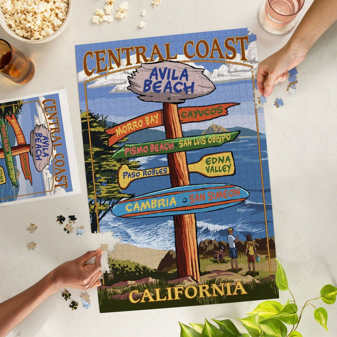 Avila Beach, California, Destination Signpost, Jigsaw Puzzle Puzzle Lantern Press 