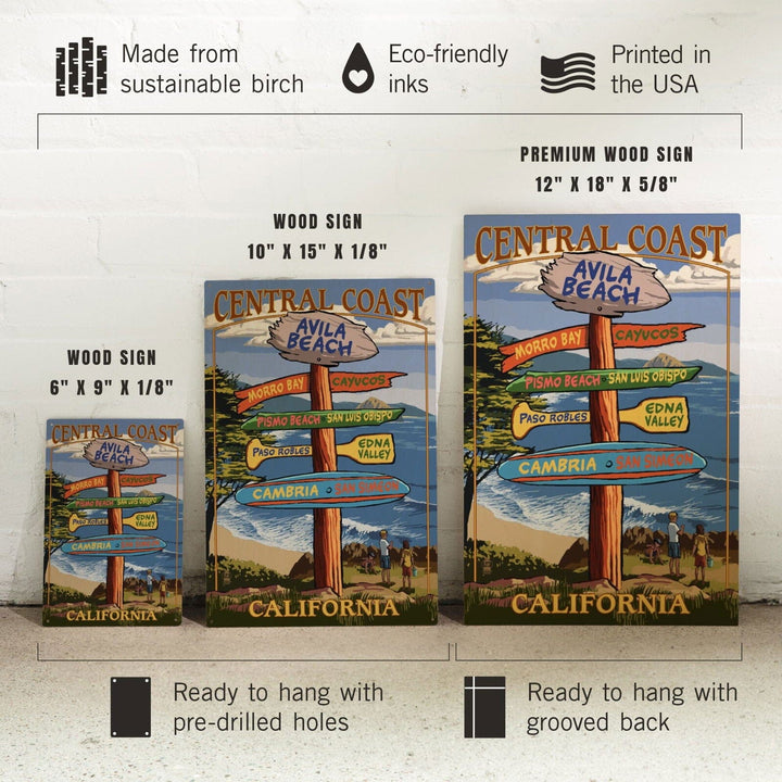 Avila Beach, California, Destination Signpost, Lantern Press Artwork, Wood Signs and Postcards Wood Lantern Press 