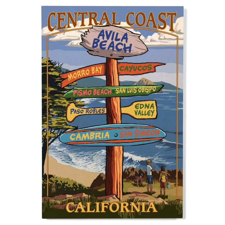 Avila Beach, California, Destination Signpost, Lantern Press Artwork, Wood Signs and Postcards Wood Lantern Press 