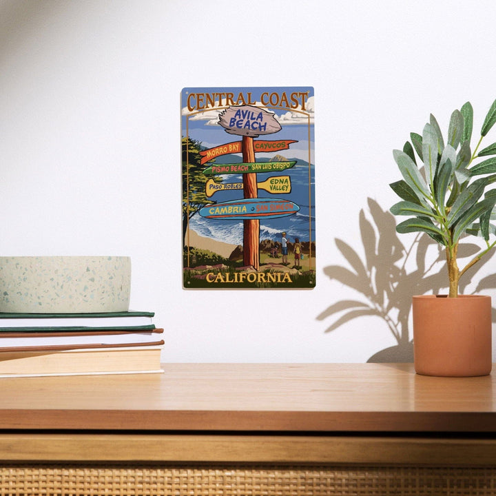 Avila Beach, California, Destination Signpost, Lantern Press Artwork, Wood Signs and Postcards Wood Lantern Press 