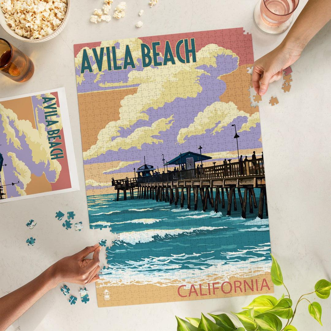 Avila Beach, California, Pier Sunset, Jigsaw Puzzle Puzzle Lantern Press 