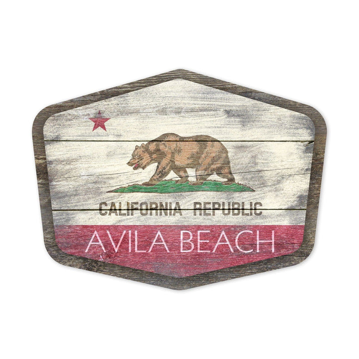 Avila Beach, California, Rustic California State Flag, Contour, Vinyl Sticker Sticker Lantern Press 