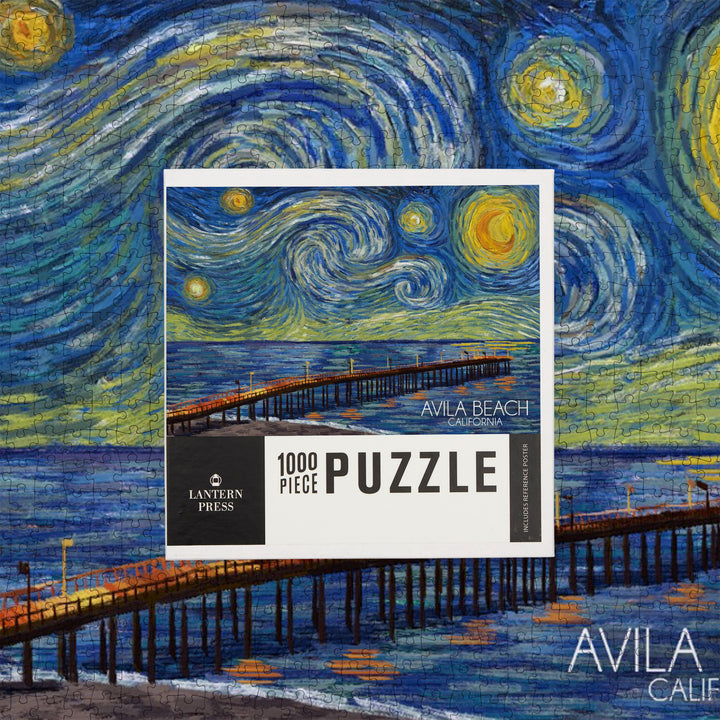 Avila Beach, California, Starry Night, Jigsaw Puzzle Puzzle Lantern Press 
