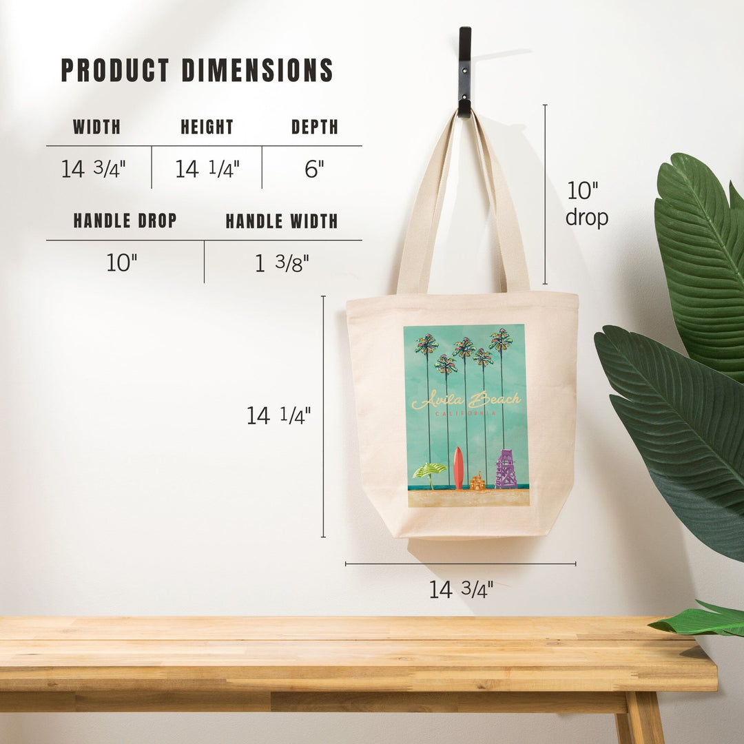 Avila Beach, California, Tall Palms Beach Scene, Tote Bag Totes Lantern Press 