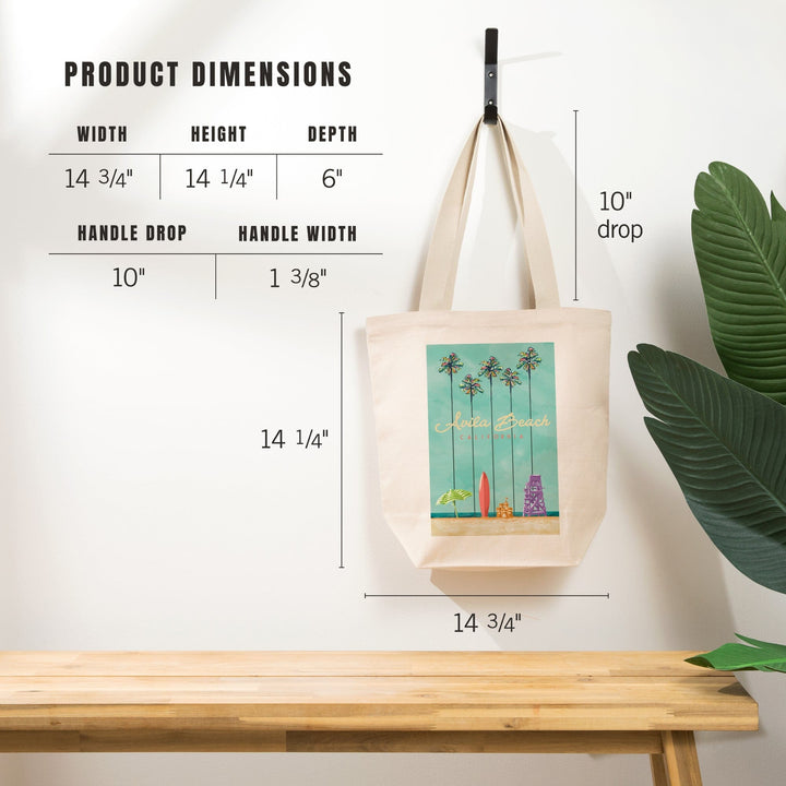 Avila Beach, California, Tall Palms Beach Scene, Tote Bag Totes Lantern Press 