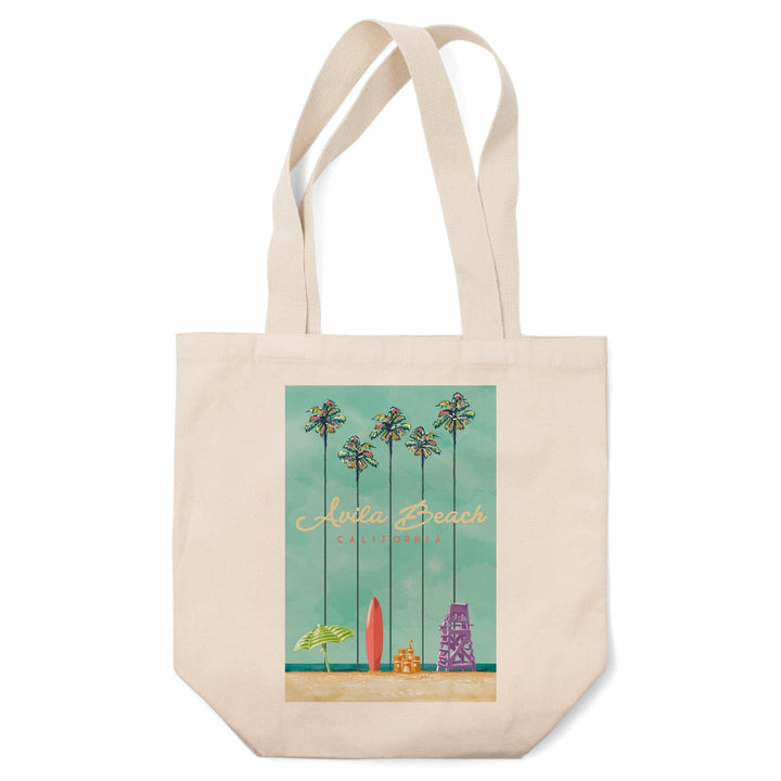 Avila Beach, California, Tall Palms Beach Scene, Tote Bag Totes Lantern Press 