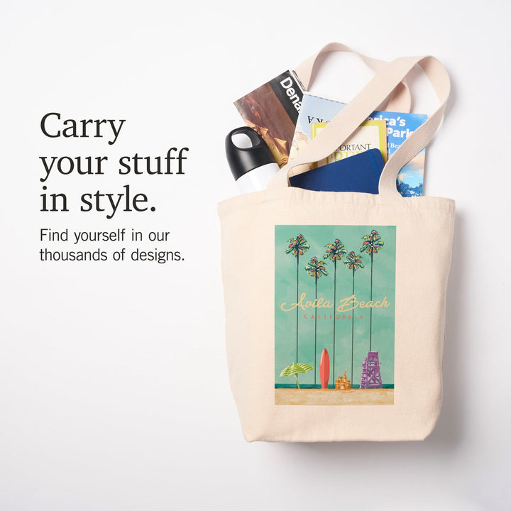 Avila Beach, California, Tall Palms Beach Scene, Tote Bag Totes Lantern Press 