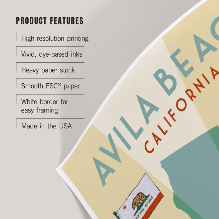 Avila Beach, California, Typography and Icons, Art & Giclee Prints Art Lantern Press 