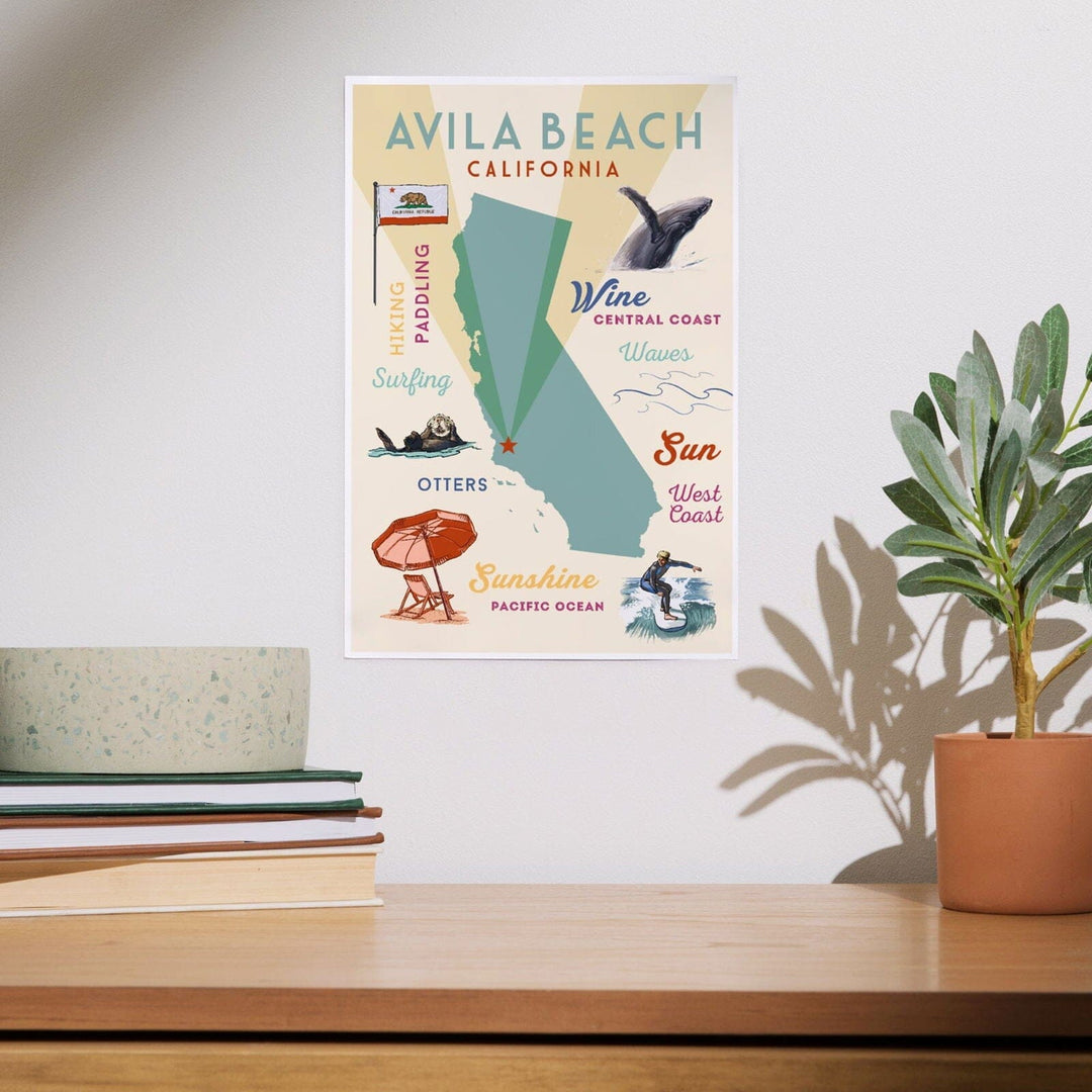 Avila Beach, California, Typography and Icons, Art & Giclee Prints Art Lantern Press 