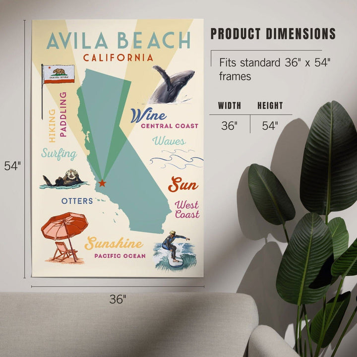 Avila Beach, California, Typography and Icons, Art & Giclee Prints Art Lantern Press 