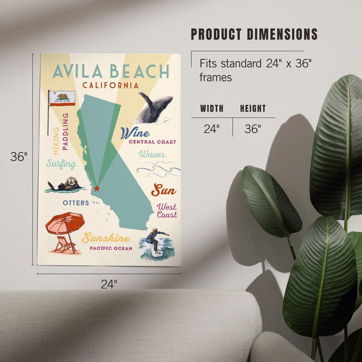 Avila Beach, California, Typography and Icons, Art & Giclee Prints Art Lantern Press 