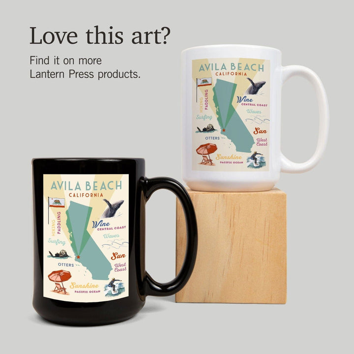Avila Beach, California, Typography & Icons, Lantern Press Artwork, Ceramic Mug Mugs Lantern Press 