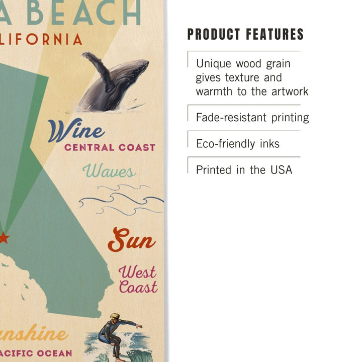 Avila Beach, California, Typography & Icons, Lantern Press Artwork, Wood Signs and Postcards Wood Lantern Press 