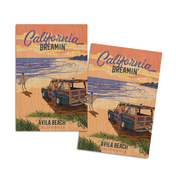 Avila Beach, California, Woody on Beach, California Dreamin, Lantern Press Artwork, Wood Signs and Postcards Wood Lantern Press 