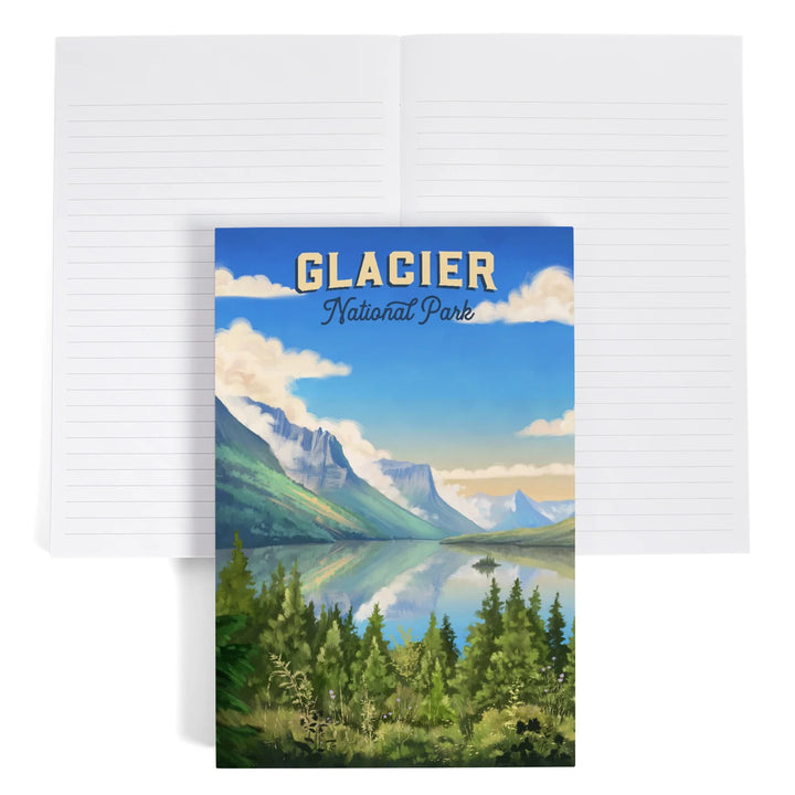 Lined 6x9 Journal, Glacier National Park, Montana, Oil Painting, Lay Flat, 193 Pages, FSC paper