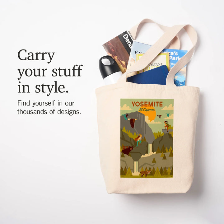 Yosemite National Park, California, El Capitan, Geometric National Park Series, Tote Bag