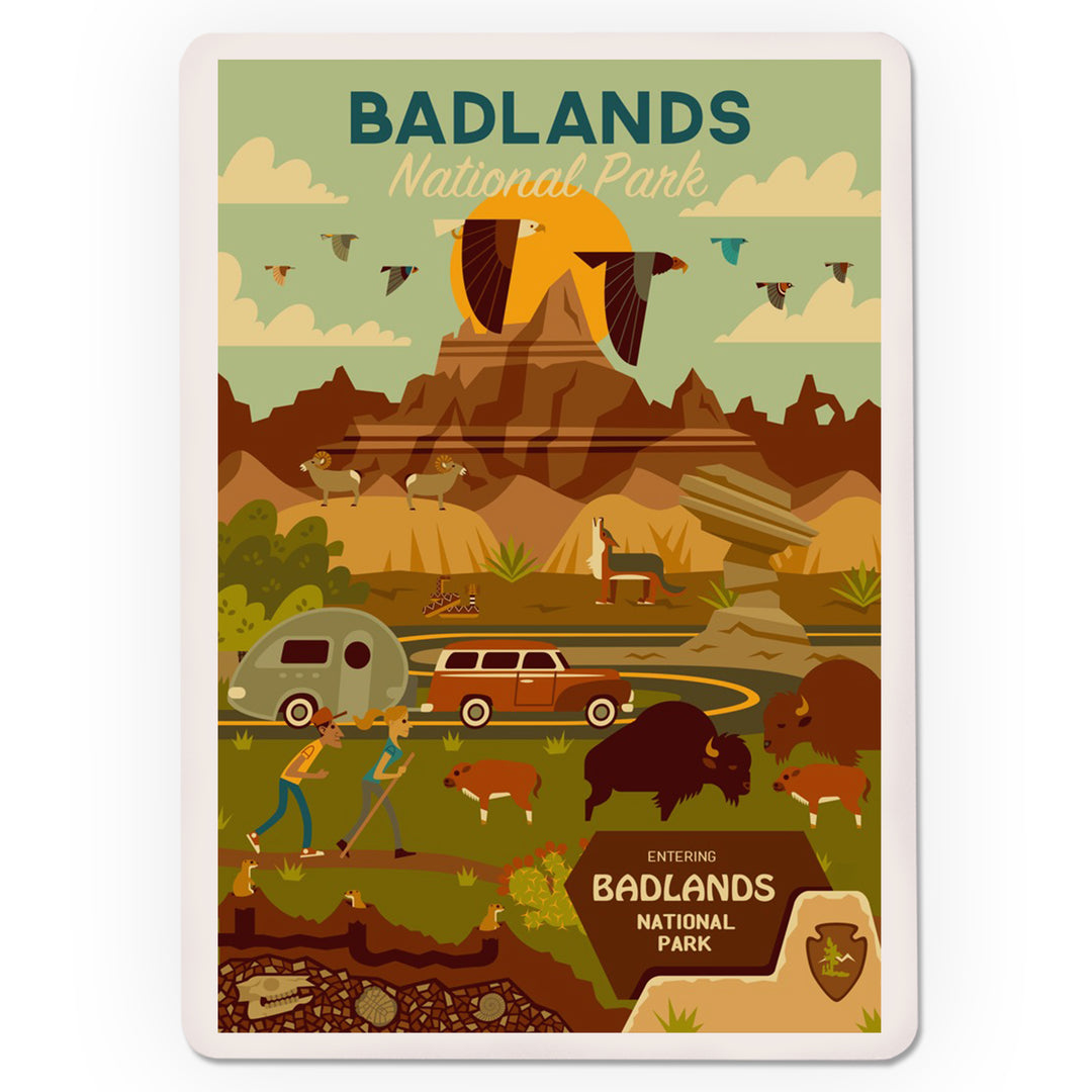 Playing Cards, Badlands National Park, South Dakota, Geometric National Park Series, 52 Card Deck with Jokers in Box, Unique Art